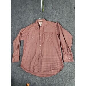 Vintage Ruddock Pearl Snap Shirt Men Sz L 17.5 36 Plaid USA‎ Western Retro 90s